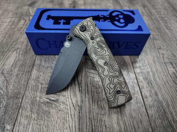 Blacked out Chaves Redencion 229 Green Micarta Laser Engraved Topo Pattern - COMPLETE Knife - Black ELMAX Blade - Drop Point & Tanto Options