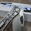 Flytanium Theory - Leaf Scroll - Deep Laser Engraved - Complete Knife - NIB