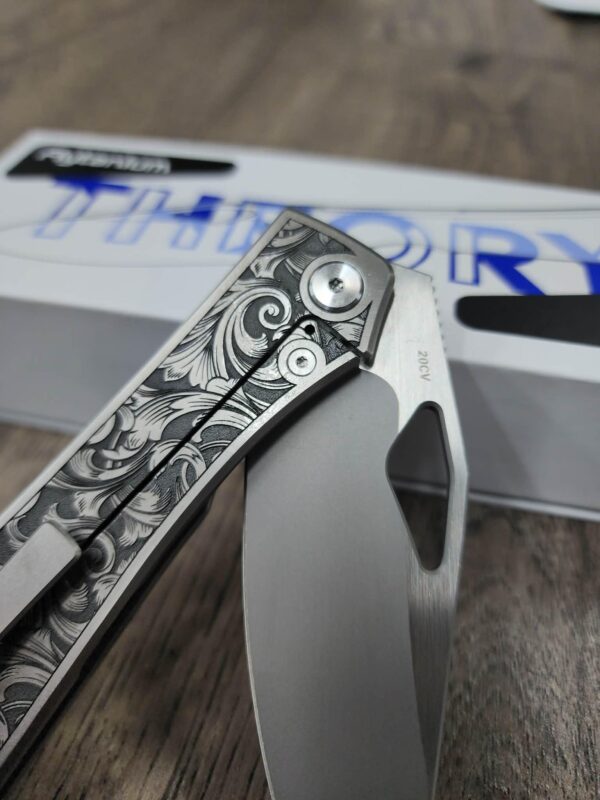 Flytanium Theory - Leaf Scroll - Deep Laser Engraved - Complete Knife - NIB