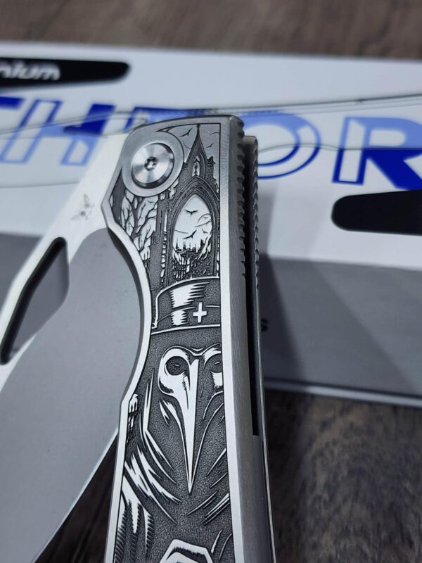 Flytanium Theory - Plague Doctor - Deep Laser Engraved - Complete Knife - NIB