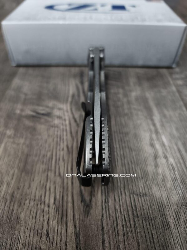 Crusader Cross - ZT Hinderer Slicer Framelock - Deep Fiber Laser Engraving - Geometric Background - EDC Knife - NIB