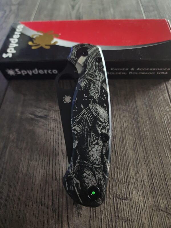 PM2 Magnacut - AVP - Predator vs Alien Engraved titanium Scales - Predator Deep Carry LynchNW Pocket Clip - Green Glow Lanyard Plug - NIB