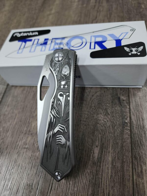 Flytanium Theory - Plague Doctor - Deep Laser Engraved - Complete Knife - NIB