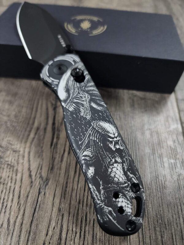 Kizer Drop Bear 2 – Alien vs Predator Laser Engraved Knife – Custom Sci-Fi - EDC – Complete Knife