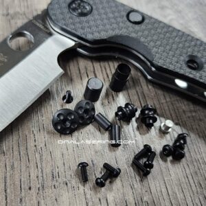 LARGE PIVOT! Smock Replacement Hardware Screw Set for Spyderco Smock Knife - Stainless Steel - Blacked Out - Knife NOT included