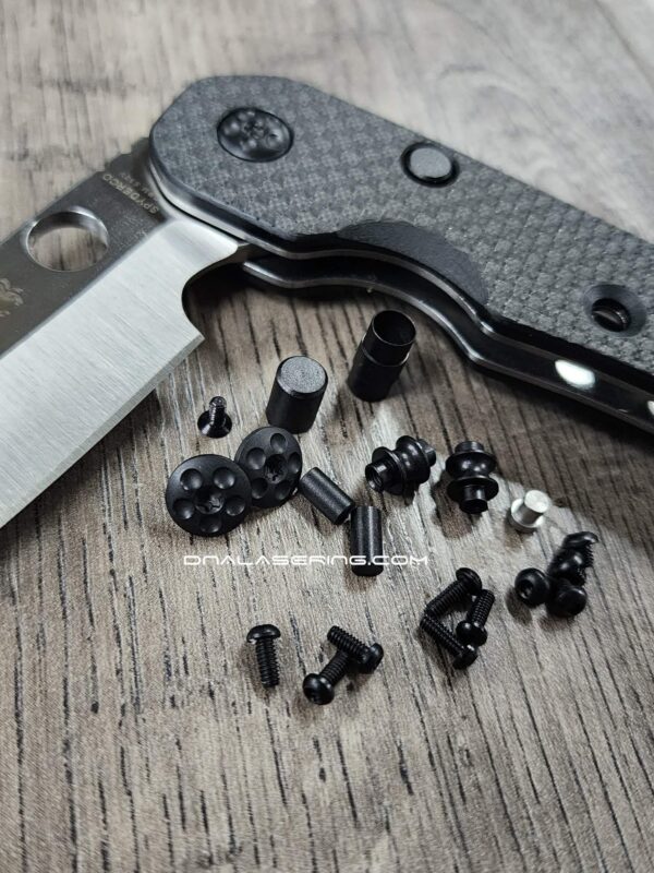 LARGE PIVOT! Smock Replacement Hardware Screw Set for Spyderco Smock Knife - Stainless Steel - Blacked Out - Knife NOT included