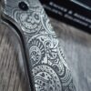 PM3 MAGNACUT Spyderco Para 3 Salt - Mandala Paisley Engraved AWT Skinny Titanium Scales - LynchNW Blacksmith Pocket Clip - Complete Knife