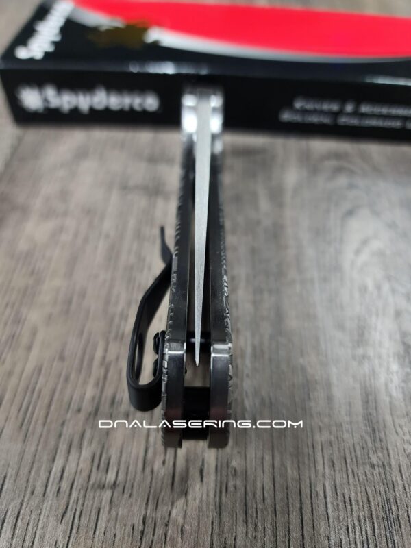 PM3 MAGNACUT Spyderco Para 3 Salt - Mandala Paisley Engraved AWT Skinny Titanium Scales - LynchNW Blacksmith Pocket Clip - Complete Knife