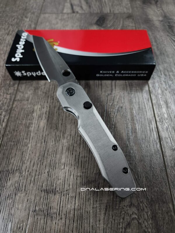 Spyderco Smock Large Pivot - Contoured Titanium Scales - Blacked-Out Hardware - Blacksmith LynchNW Clip - Complete Knife