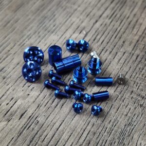 LARGE PIVOT!! Smock Replacement Hardware Screw Set for Spyderco Smock Knife - Titanium - Blue Anodized - Knife NOT included