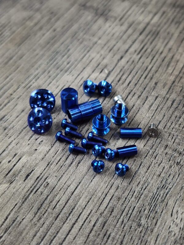 LARGE PIVOT!! Smock Replacement Hardware Screw Set for Spyderco Smock Knife - Titanium - Blue Anodized - Knife NOT included