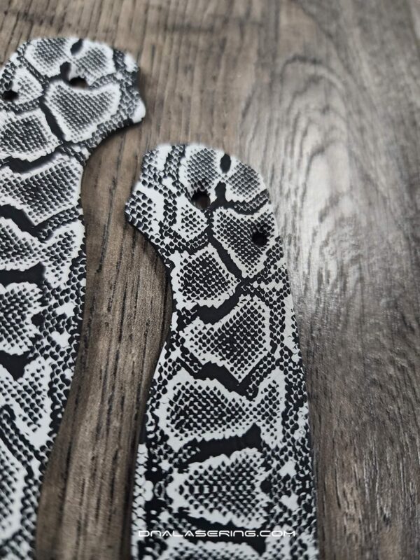 Spyderco PM2 Loop Scales - Laser Engraved Snakeskin Pattern - Aluminum Void Black Scales - Flytanium Gear - Knife & Hardware Optional