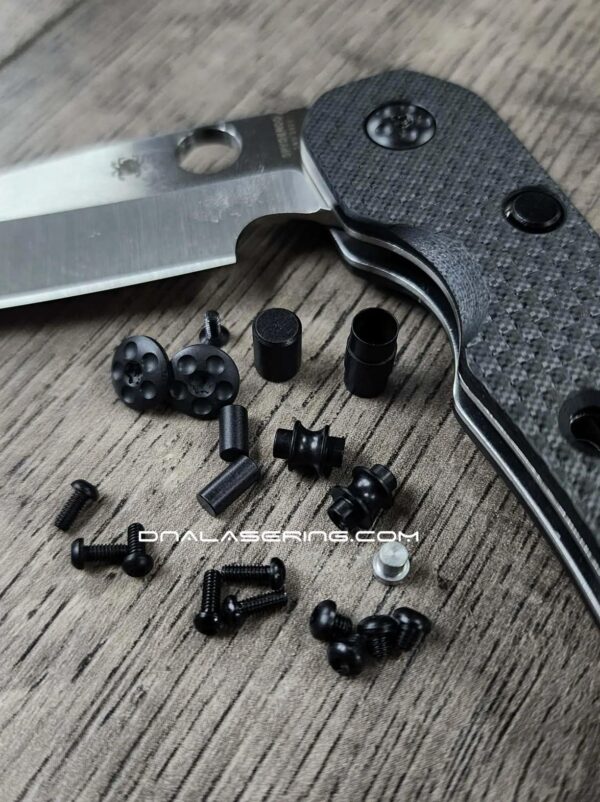 LARGE PIVOT! Smock Replacement Hardware Screw Set for Spyderco Smock Knife - Stainless Steel - Blacked Out - Knife NOT included