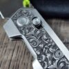 Vosteed Parallel Crossbar Lock Knife - Custom Relief Scroll Laser Engraved - Titanium Scales - Complete Knife