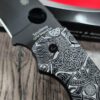 Spyderco Shaman MagnaCut DLC Black Blade – AWT Skinny Black Aluminum Scales (Liner Delete) w/ Viking Rune Engraving – LynchNW Clip