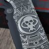 Chaves 229 Redencion KickStop Chisel – M390 DLC Blade – Titanium w/ Chaves Skull Aztec Relief Engraving (Double Sided) – Custom Knife