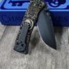 Chaves 229 Redencion Blue Label – Green Micarta w/ Skull Aztec Relief Engraving – Custom Knife - Drop Point - Black Elmax Steel