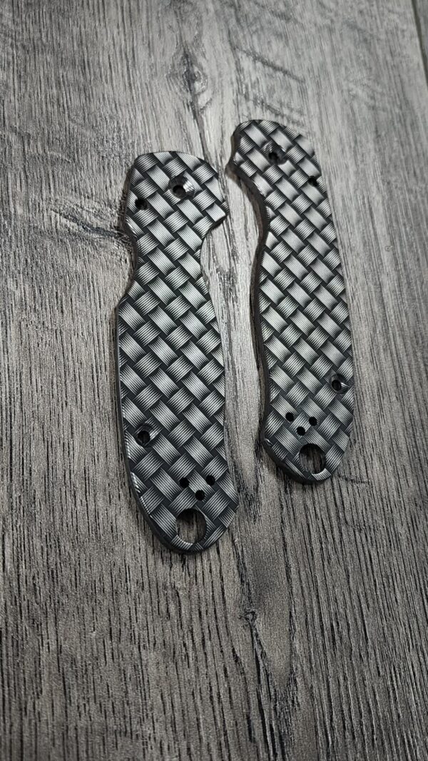 Spyderco PM3 Titanium Scales – Basketweave Deep Relief Engraving – Titanium – Paramilitary 3 Scales - Spyderco EDC Scales