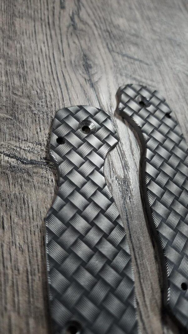 Spyderco PM3 Titanium Scales – Basketweave Deep Relief Engraving – Titanium – Paramilitary 3 Scales - Spyderco EDC Scales