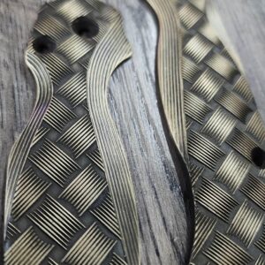 Brass Paramilitary 2 Lotus Scales – Basketweave Relief Engraving – Antique Patina – Sealed Finish - EDC Scales