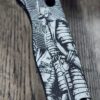 Kizer Drop Bear 2 – Samurai Engraved Knife – Custom Laser Engraving – Great Wave Pattern – EDC Folding Knife - Complete Knife