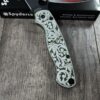 il_fullxfull.7924327174_a4ac-1-1.jpg Spyderco PM2 Loop Scales - Laser Engraved Cannabis Scroll Pattern - Aluminum Olive Drab Scales - Flytanium Gear - Knife & Hardware Optional