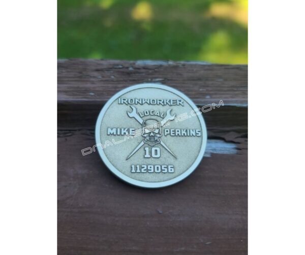 il_fullxfull.3305917043_4spy.jpg Ironworker - Custom - Laser Engraved Brass Coin - Hand Polished Finish - Personalized