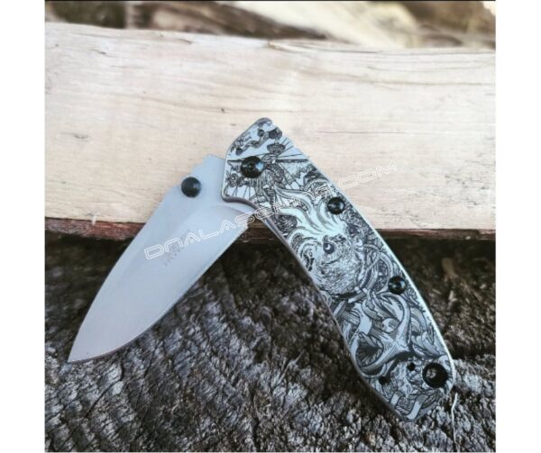 Kershaw Cryo II - Kraken VS Pirate Ship - Deep Fiber Laser Engraving - EDC Knife - New in Box