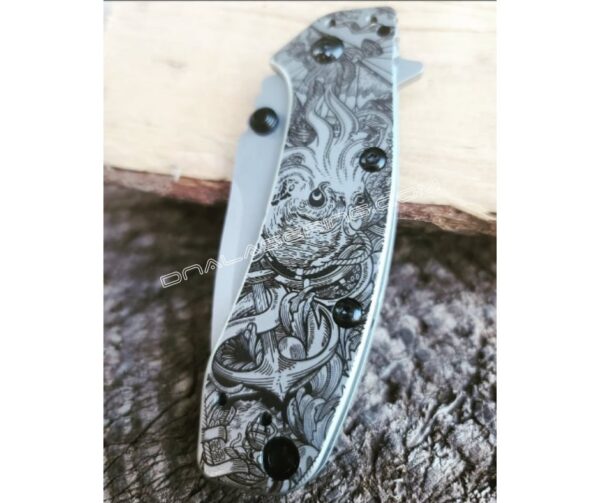 Kershaw Cryo II - Kraken VS Pirate Ship - Deep Fiber Laser Engraving - EDC Knife - New in Box
