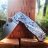 il_fullxfull.3862410476_9n5v.jpg Japanese Warrior - Samurai - Spyderco PM3 - Engraved Titanium Knife Scales - Paramilitary 3 EDC - Hardware & Knife Install Options