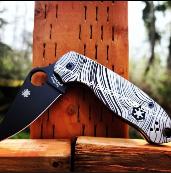 Beskar Ingot - Spyderco PM3 TI - Fiber Laser Deep Engraved - Titanium Knife Scales - EDC Gear - Hardware & Knife Install Options