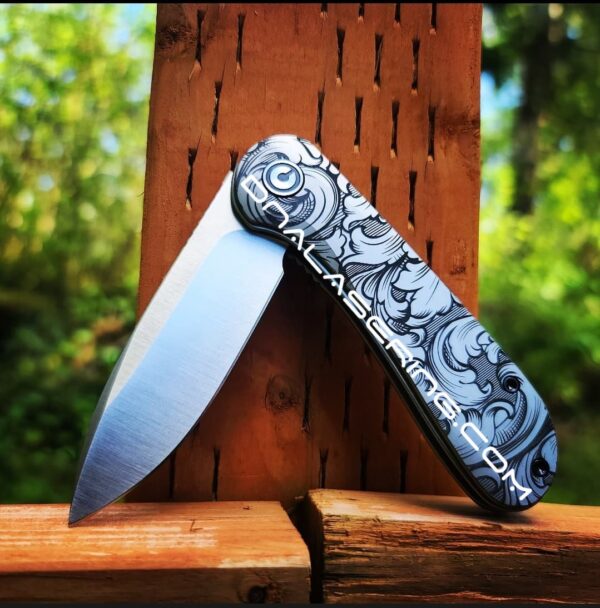 il_fullxfull.3888614174_jiq3.jpg Civivi Elementum - Leaf Scroll - Deep Laser Engraved Titanium Knife Scales - EDC Gear - Knife Install Optional
