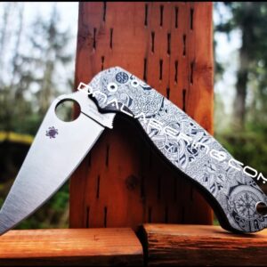 il_fullxfull.3909912339_pv5r.jpg Nordic Runes - Celtic - Spyderco PM2 TI - Fiber Laser Deep Engraved - PM2 Titanium Knife Scales - Flytanium Gear- Knife & Hardware Optional