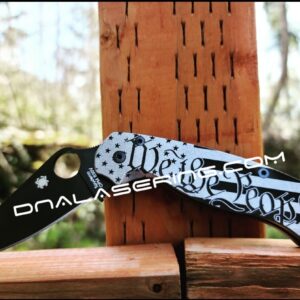 il_fullxfull.3910872257_p8m9.jpg We the People - US Flag - Spyderco PM2 - Deep Laser Engraved - PM2 Titanium Knife Scales - Flytanium Gear - Knife & Hardware Optional