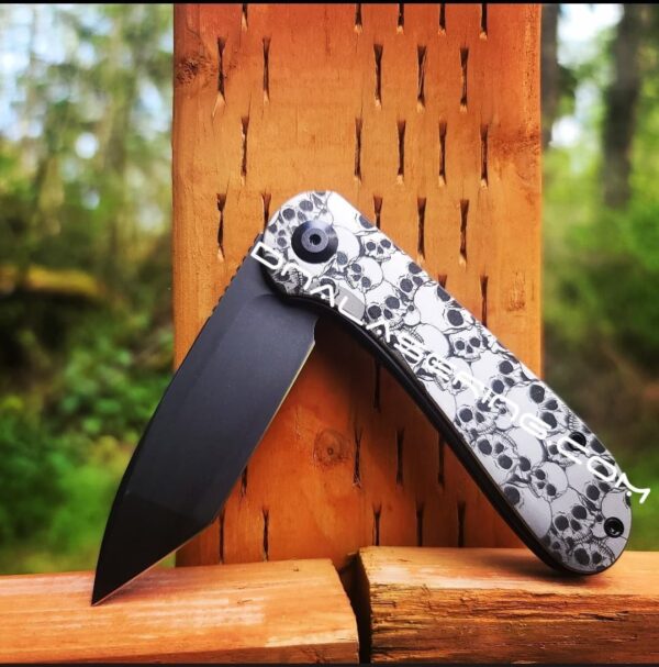 il_fullxfull.3914885067_gzgx.jpg Civivi Elementum - Skulls Pattern - Deep Laser Engraved Titanium Knife Scales - EDC Gear - Knife Install Optional