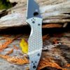 il_fullxfull.3920369138_q3cq.jpg Geometric Pattern - Spyderco Yojimbo 2 - Deep Laser Engraved - Stonewash Titanium Scales - EDC Gear - Fully Installed Knife Option