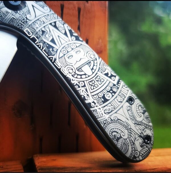 il_fullxfull.3936107435_5gm9.jpg Civivi Elementum - Aztec Calendar - Deep Laser Engraved Titanium Knife Scales - EDC Gear - Knife Install Optional