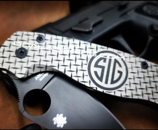 il_fullxfull.3968180731_b9qp.jpg SIG - Spyderco PM2 TI -Deep Engraved Titanium Knife Scales - Paramilitary 2 - EDC Gear - Knife & Hardware Optional Flytanium Gear