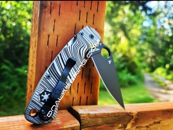 Beskar Ingot - Spyderco PM2 TI - Fiber Laser Deep Engraved - PM2 Titanium Knife Scales - Flytanium Gear - Knife & Hardware Optional