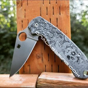 il_fullxfull.4153862902_e185.jpg The Undying - Spyderco PM3 TI - Deep Laser Engraved Titanium Knife Scales - Paramilitary 3 - Optional Hardware & Knife Install