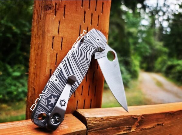 Beskar Ingot - Spyderco PM2 TI - Fiber Laser Deep Engraved - PM2 Titanium Knife Scales - Flytanium Gear - Knife & Hardware Optional