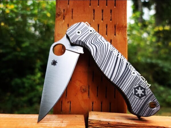 Beskar Ingot - Spyderco PM2 TI - Fiber Laser Deep Engraved - PM2 Titanium Knife Scales - Flytanium Gear - Knife & Hardware Optional