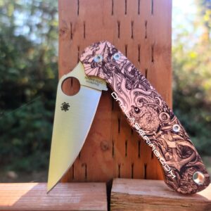 il_fullxfull.4300524809_1lju.jpg Spyderco PM2 Copper - Kraken VS Pirate Ship - Fiber Laser Deep Engraved - Copper Knife Scales - EDC Gear - Knife & Hardware Optional