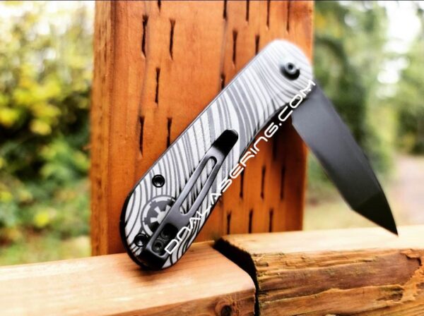 il_fullxfull.4386052532_n3c5.jpg Beskar Ingot - Mando - Civivi Elementum - Laser Engraved DLC Titanium Knife Scales - Flytanium Gear - Knife Install Optional