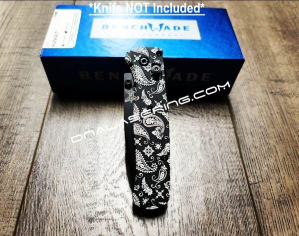 il_fullxfull.4581447729_915r.jpg Paisley Bandana Pattern - Benchmade Bugout - Laser Engraved Scales - Black Cerakote - Aluminum - Scales/Handles Only *Optional Hardware*