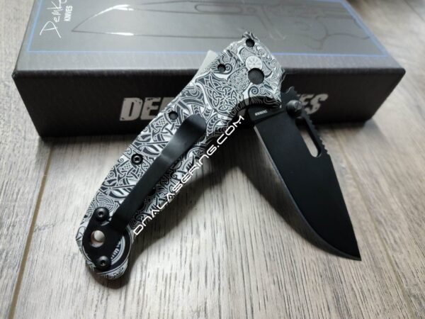 il_fullxfull.4612558155_ckq4.jpg Viking Runes - Nordic - Celtic Design- Demko AD 20.5 - Laser Engraved Aluminum Scales - Anodized Black - EDC Gear