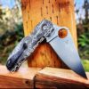 Topographic - Spyderco PM3 Lotus - Engraved Black Linen Micarta Knife Scales - Flytanium Gear - Knife & Hardware Optional