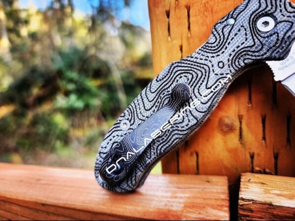 Topographic - Spyderco PM3 Lotus - Engraved Black Linen Micarta Knife Scales - Flytanium Gear - Knife & Hardware Optional