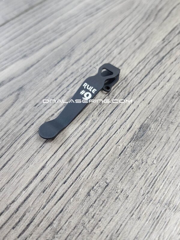 il_fullxfull.4781669650_926t.jpg LynchNW Benchmade - Rule #9 - Laser Engraved Titanium - Deep Carry Pocket Knife Clip - Blacksmith Satin or Sandwash Finish - MADE In USA