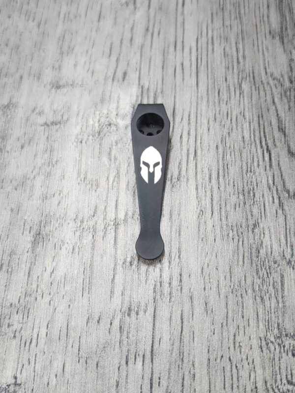 il_fullxfull.4783378567_384q.jpg LynchNW Spyderco - Spartan Helmet - Deep Laser Titanium - Deep Carry Pocket Knife Clip - Blacksmith, Satin or Sandwashed Finish MADE In USA